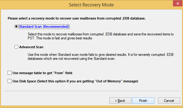 select the scanning mode