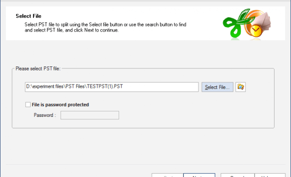 add bulky PST file then move next