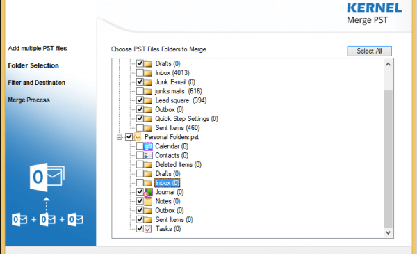 Select the folders want to merge