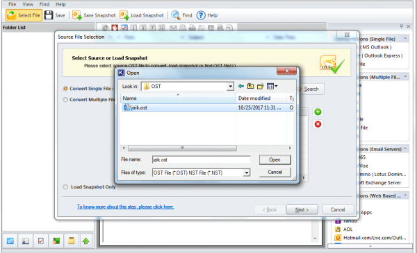 select an OST file