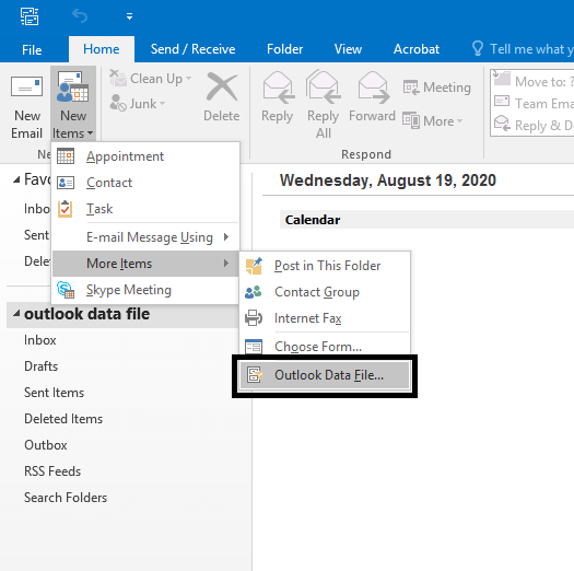 Launch the Outlook application