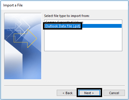 Select Outlook Data File