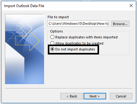Do not import duplicates’ from Options.