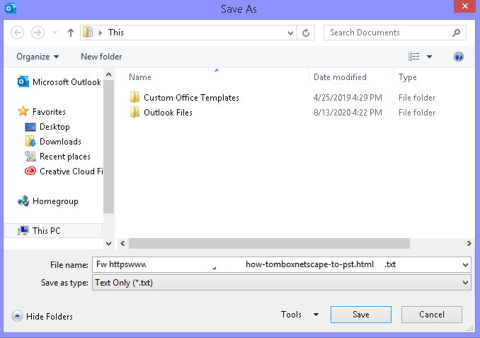 Save the file at your defined location