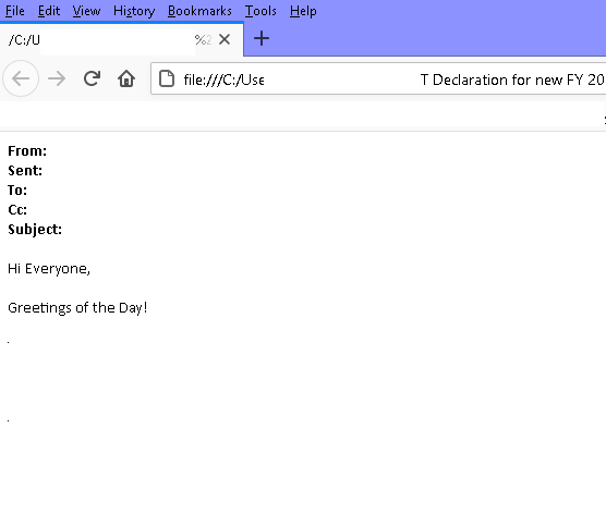 open the saved email in a web browser