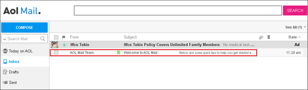 Open Email for backup