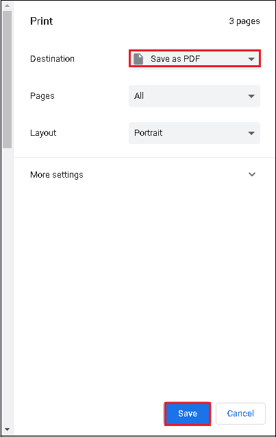 Select Save as PDF option