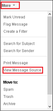 View Message Source option