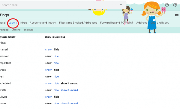 Click the Labels tab